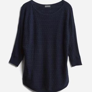 Navy Market & Spruce Cable Knit Dolman Sweater- NWT